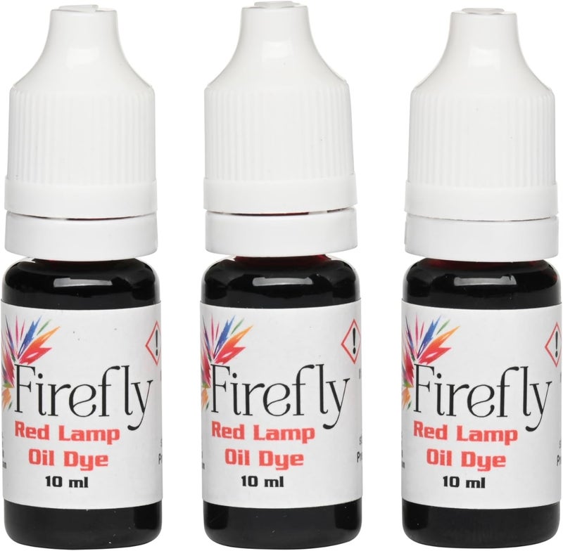 Firefly Fuels Lamp Oil Dye – Red Color Drops for Paraffin or Tiki Torch Fuel - Custom-Colored Lamp Oils for Holiday Decor, DIY Projects, and Liquid Light Effects – 3 x 10ml Bottles - Image 1