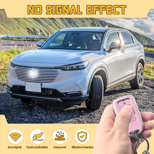 FT FUNTOR Key Fob Cover for Honda Accord Civic CRV Pilot Ridgeline 2015-2022, Premium TPU Key Fob Protector with Metal Keychain & Screwdriver, Slim Fit 4-Button Remote Case (Pink) - Image 4