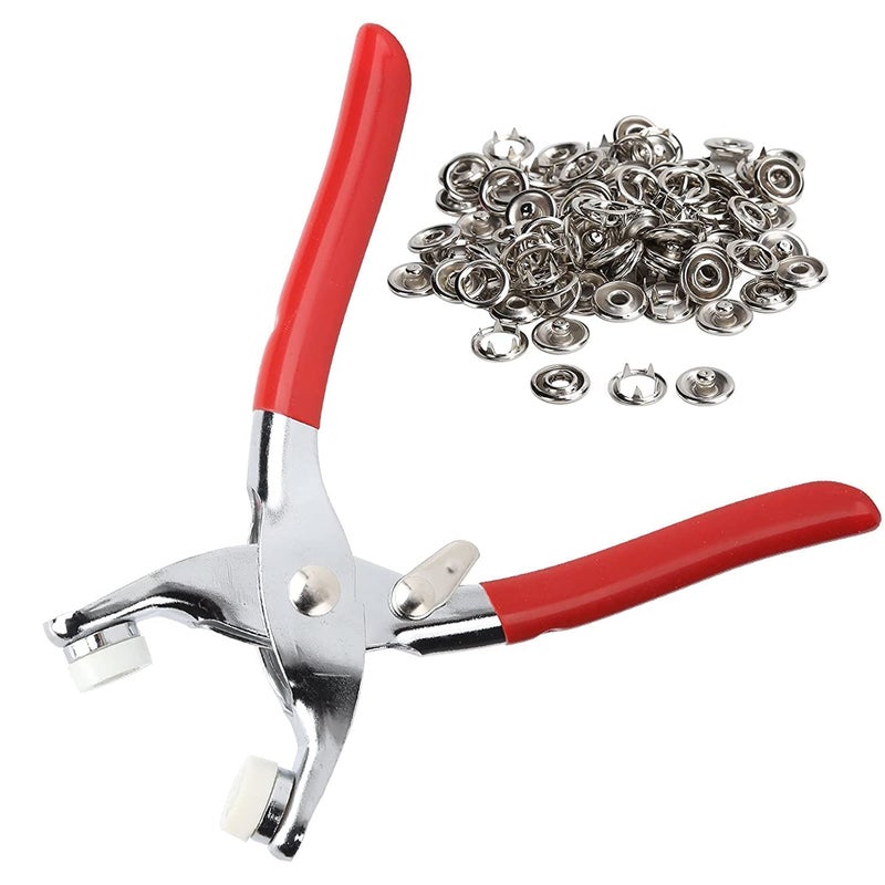 AARKRI SALES AARKRI SALES Grommet Tool Kit Leather Hole Punch Pliers Grommets Kit with 100pcs Metal Eyelets in Silver for Bags Shoes Leather Belts Clothes Sewing Crafting Steel Thickened Snap Fasteners Kit 