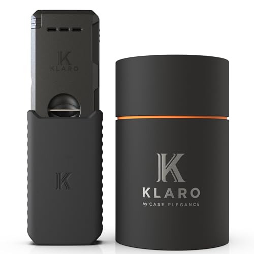 CASE ELEGANCE KLARO Double Torch Lighter and VCut Cutter SpringLoaded VCut Swivel Protective Flame Cover Hidden Poker GiftReady with Silicone Sleeve Black Finish Lighter for Men - Image 1