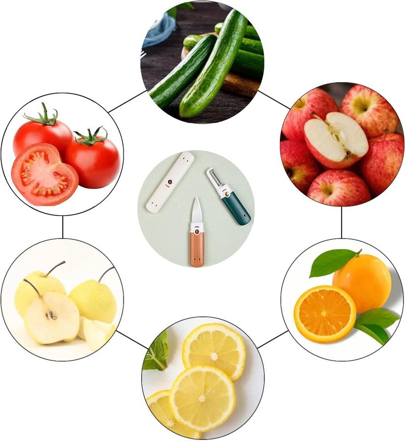 SUN PANTRY سكين المطبخ قشارة سكين محمولة للفواكه 2 في 1 سكين وقشارة للسفر متعددة الألوان - Image 5