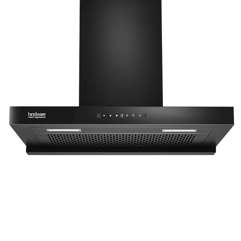 hindware Hindware Smart Appliances DARCIA 90 CM 2024 Model 1300 mhr Stylish Filterless AutoClean Wall Mounted Chimney for Kitchen with Motion Sensors Metallic Blower and LED Lamps Black  - Image 1