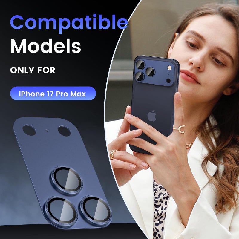 Tensea for iPhone 17 Pro Max Camera Lens Protector, Metal Aluminum Alloy Tempered Glass Cover Camera Screen Protector Accessories, Case Friendly - Image 2