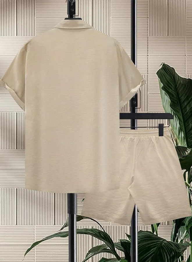 Take Two Men Plus Size Casual Shirt and Shorts Co-Ord Set
