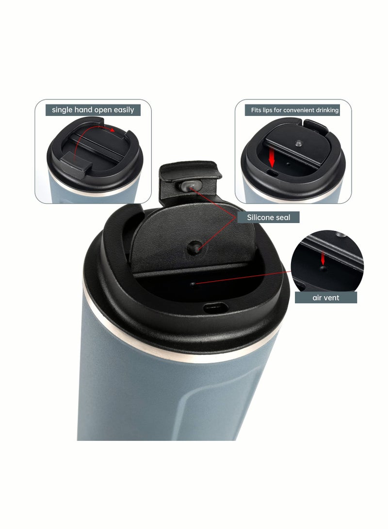 Yuroochii Travel Coffee Mug, 17 oz Insulated Tumbler Coffee Cups with Lids Spill Proof, Leakproof Stainless Steel Double Wall Vacuum Tumblers for Iced / Hot Coffee Gift for Mothers & Fathers Christmas Days - Image 4