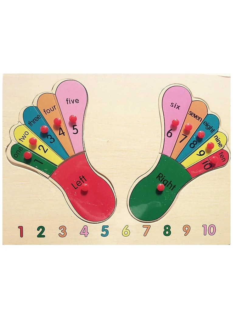 Vitacelli Early Learning 3D Wooden Foot Educational Puzzle Board for Kids 