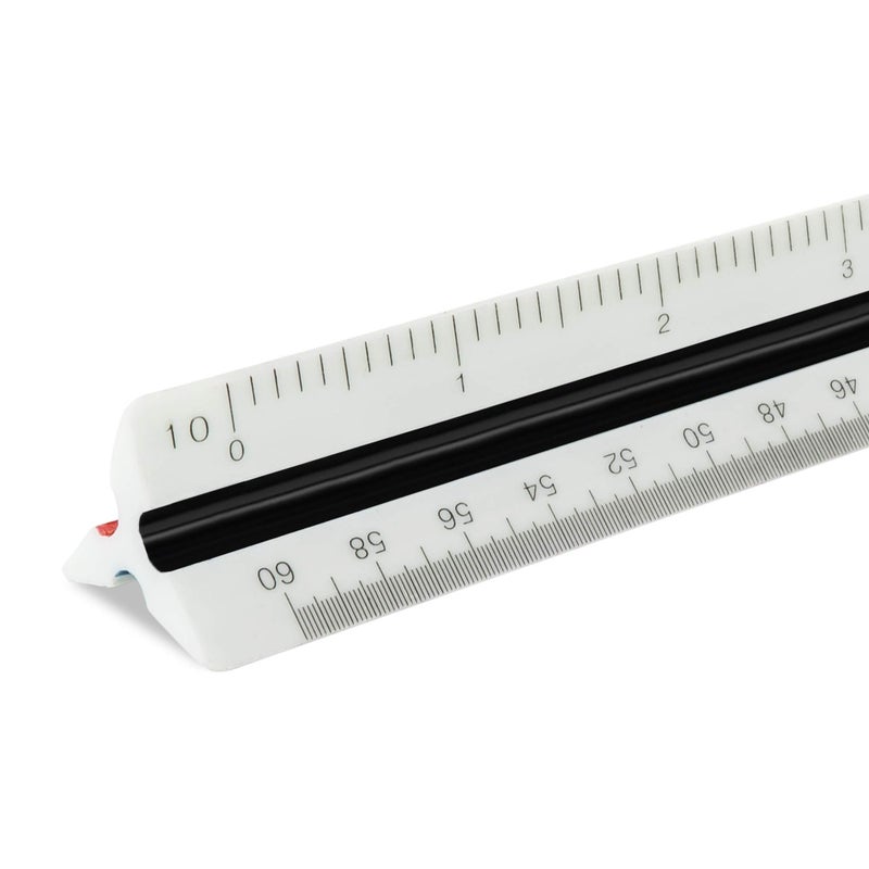 Pacific Arc Engineer Triangle Scale Ruler 12 Inch with Etched Markings in Fully Divided 10, 20, 30, 40, 50, and 60 Parts to The inch - Image 1