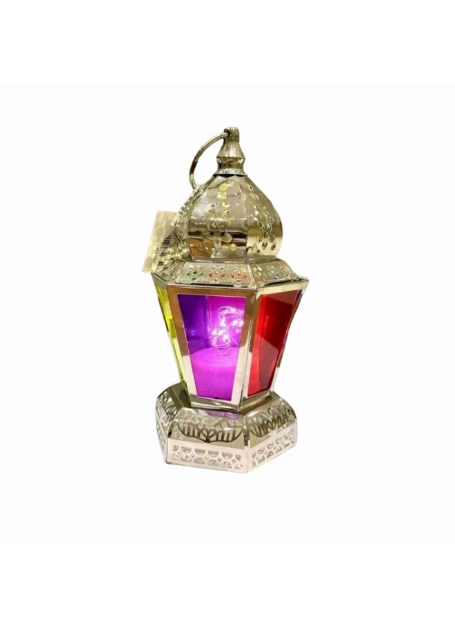 فانوس رمضان المعدني بتصميم إسلامي عتيق مع إضاءة 20 سم - Image 3