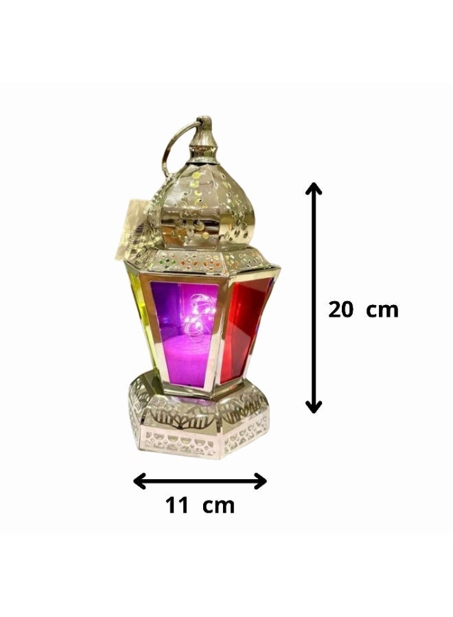 فانوس رمضان المعدني بتصميم إسلامي عتيق مع إضاءة 20 سم - Image 2