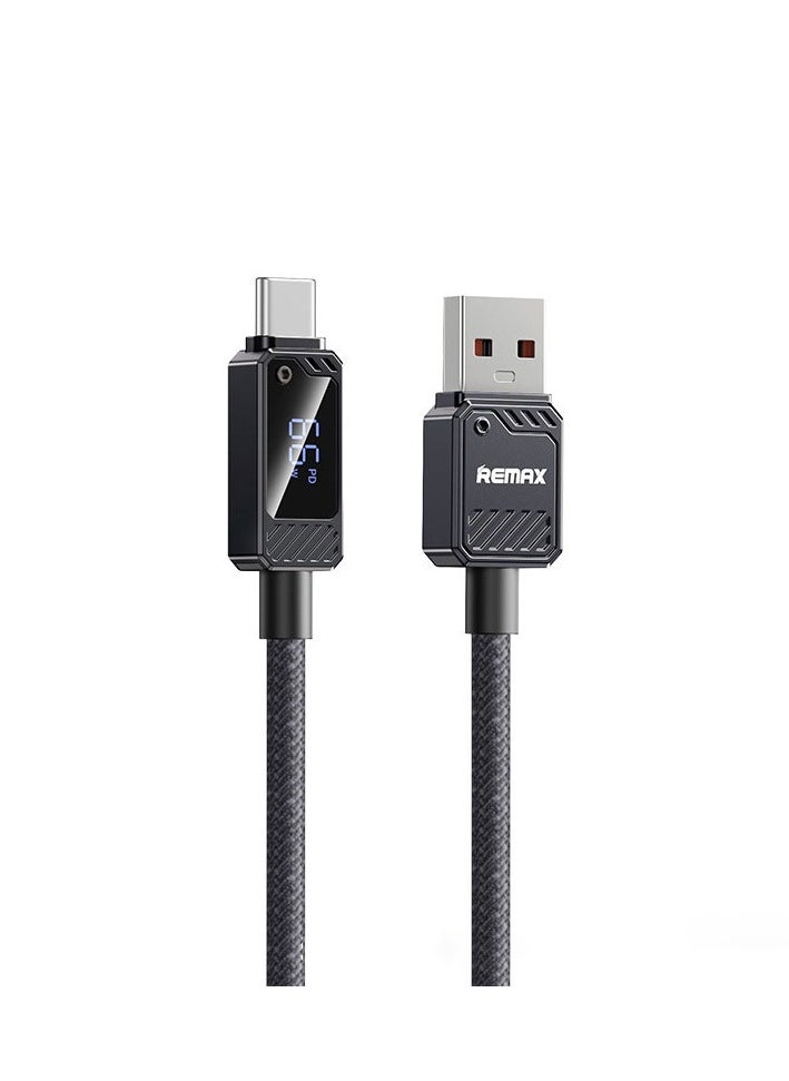 REMAX REMAX Type C Data Cable 66W 1.2M Braided USB C Data Cable Fast Charging Durable and Unique with LED Indicator Compatible with iPhone 16 15 Series Samsung Galaxy S24 S23 Z Flip 6 5 Macbook Pro Air Mini iPad Black  - Image 1