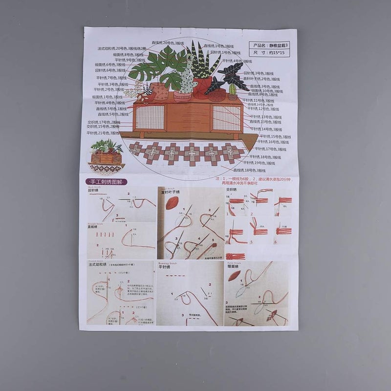 كلاراكو مجموعة أدوات تطريز يدوية حديثة للمبتدئين، مناسبة للكبار، تتضمن تطريزًا يدويًا وخياطة يدوية، ونمطًا لنباتات مزروعة في أصيص (EC008). - Image 2
