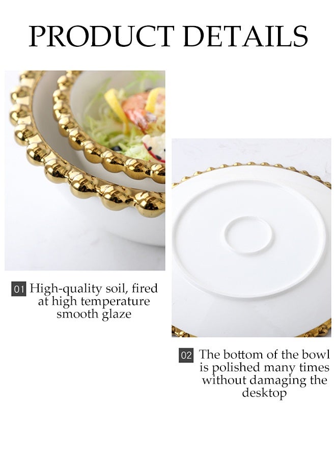 DUNISO طقم أدوات مائدة من السيراميك الصديق للبيئة ودرجة الطعام مكون من 4 قطع، طقم بورسلين عالي الجودة مع خرز ذهبي، يتضمن طقم الأطباق 1*10 بوصة طبق، 1*8 بوصة طبق، 1*4.5 بوصة وعاء، 1*6 بوصة وعاء - Image 3