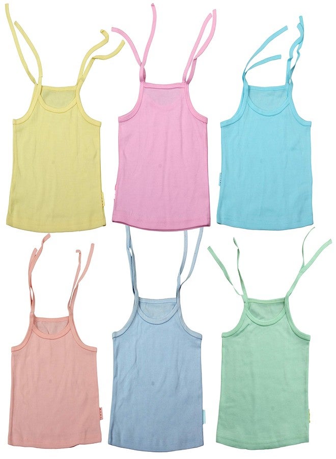 favism Pure Ultra Soft Cotton New Born Baby Girl Tshirt top Pack of 6 pcs, Pink Yellow Blue Peach Green, Size 0-3 Months