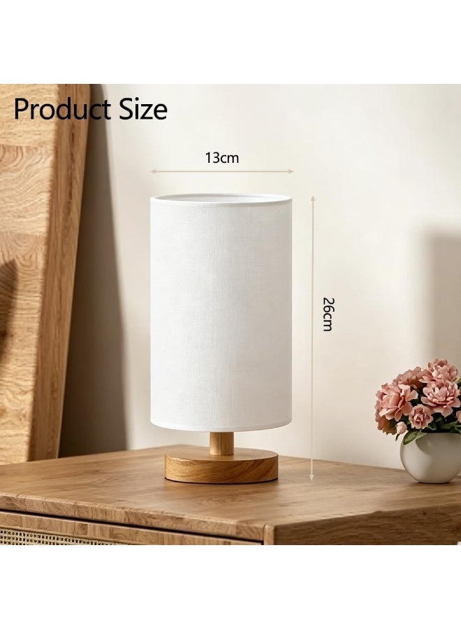 zentora 2 PACK Bedside Table Lamp, Warm USB Charging Bedroom Bedside Lamp, Nightstand Lamp with Linen Lampshade and Log Base for Bedroom, Kids Room and Living Room (Button Switch) - Image 4
