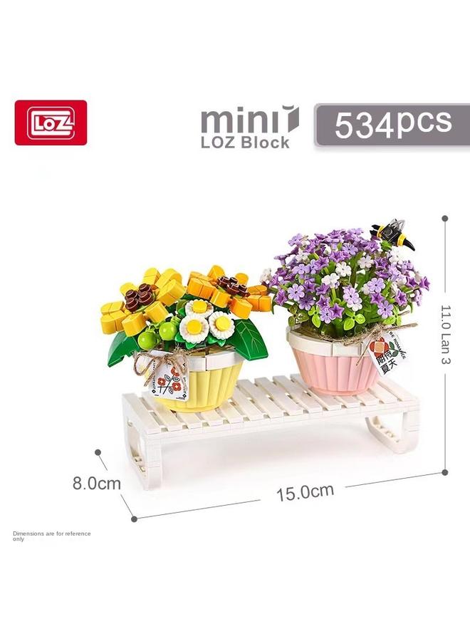 Bluejw Loz Building Block Bouquet Mini Particle Building Block Simulation Bouquet Diy Building Block Bouquet Building Block Toy - Image 1