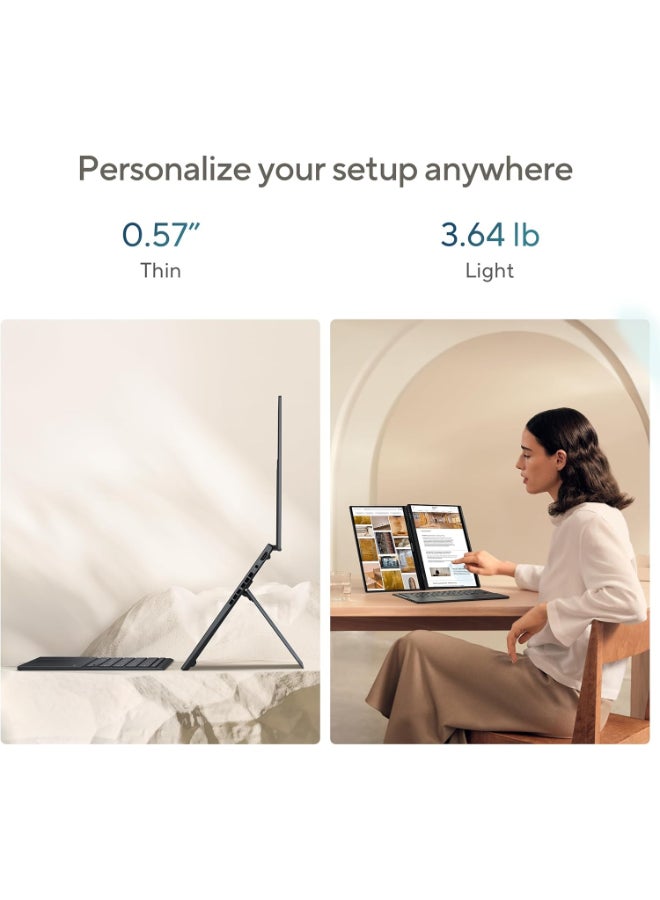أسوس Zenbook Duo Laptop With 14-Inch QHD Display, Core Ultra 9 285H Processor/32GB RAM/1TB SSD/Intel Arc Graphics/Windows 11 Pro English/Arabic Inkwell Gray - Image 3