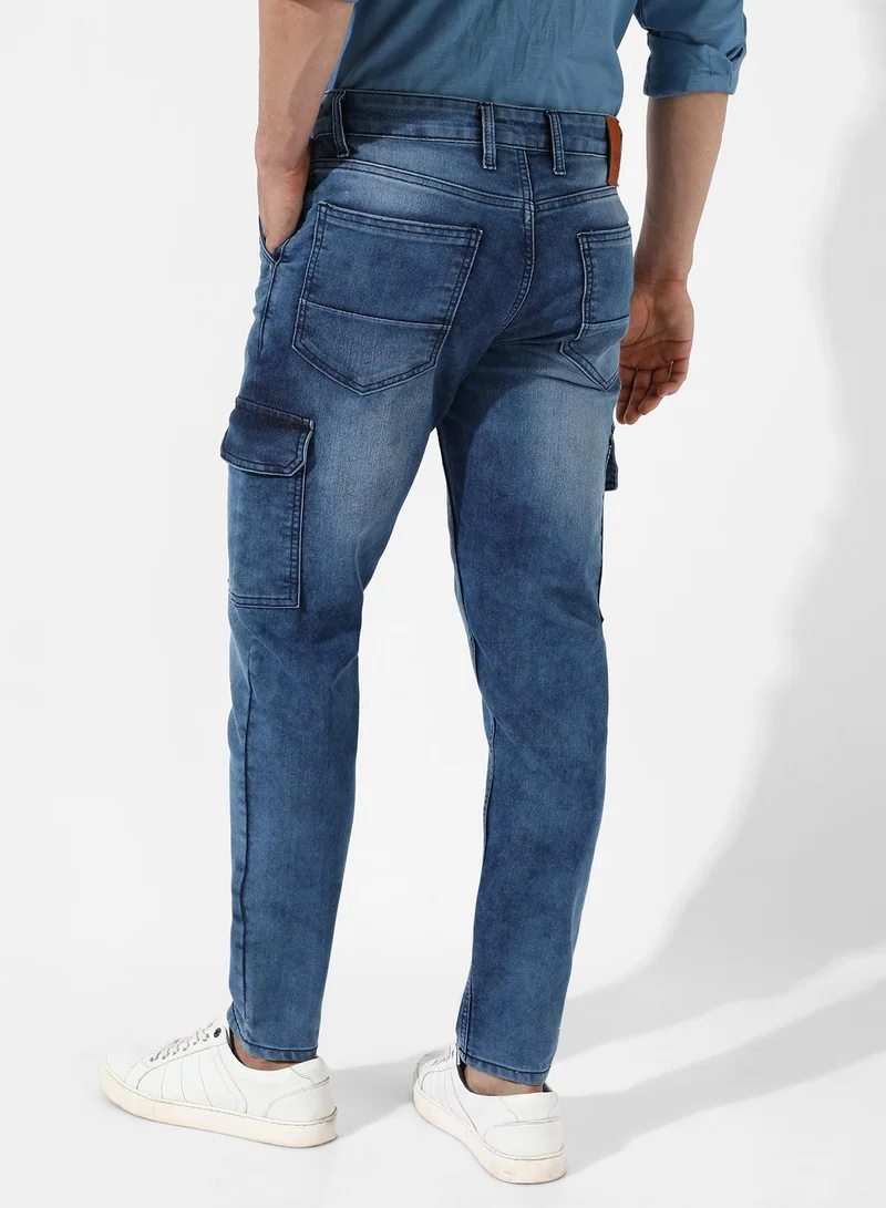 Campus Sutra  Men's Medium-Wash Cargo Denim Jeans for Men | Best Price UAE