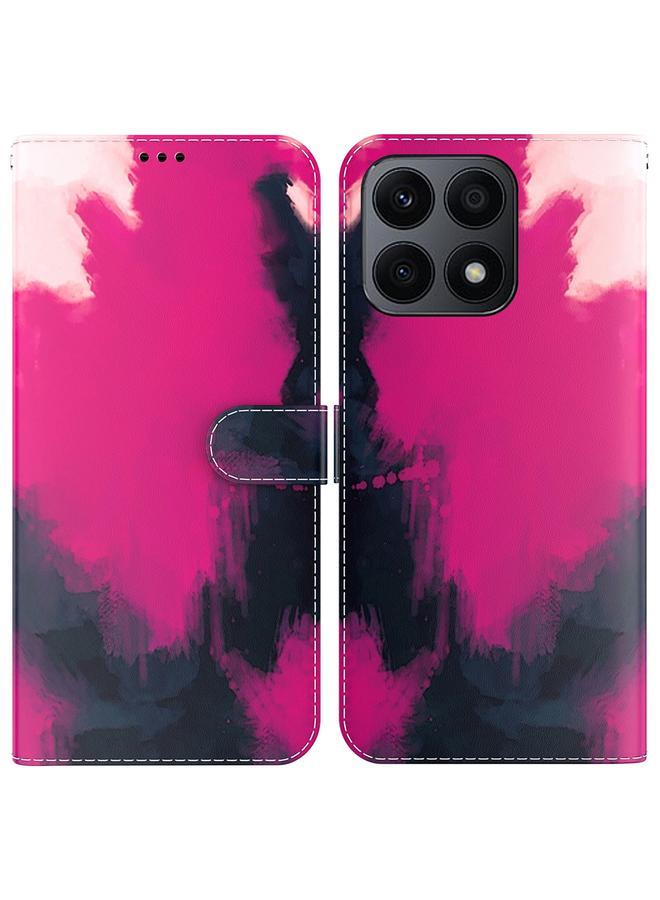 اس-توب جراب هاتف Honor X8a من الجلد القابل للطي بنمط ألوان مائية - Image 1