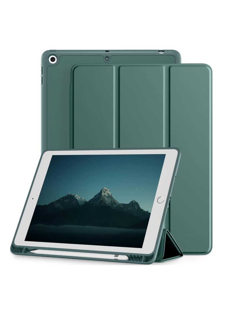 دوسالا حافظة متوافقة مع جهاز iPad مقاس 10.2 بوصة 2020 iPad الجيل الثامن / الجيل السابع 2019 مع حامل قلم رصاص، حافظة ذكية من مادة TPU عالية الجودة مع خاصية الاستيقاظ/السكون التلقائي لجهاز iPad 8 / iPad 7 مقاس 10.2 بوصة (أخضر) - Image 1