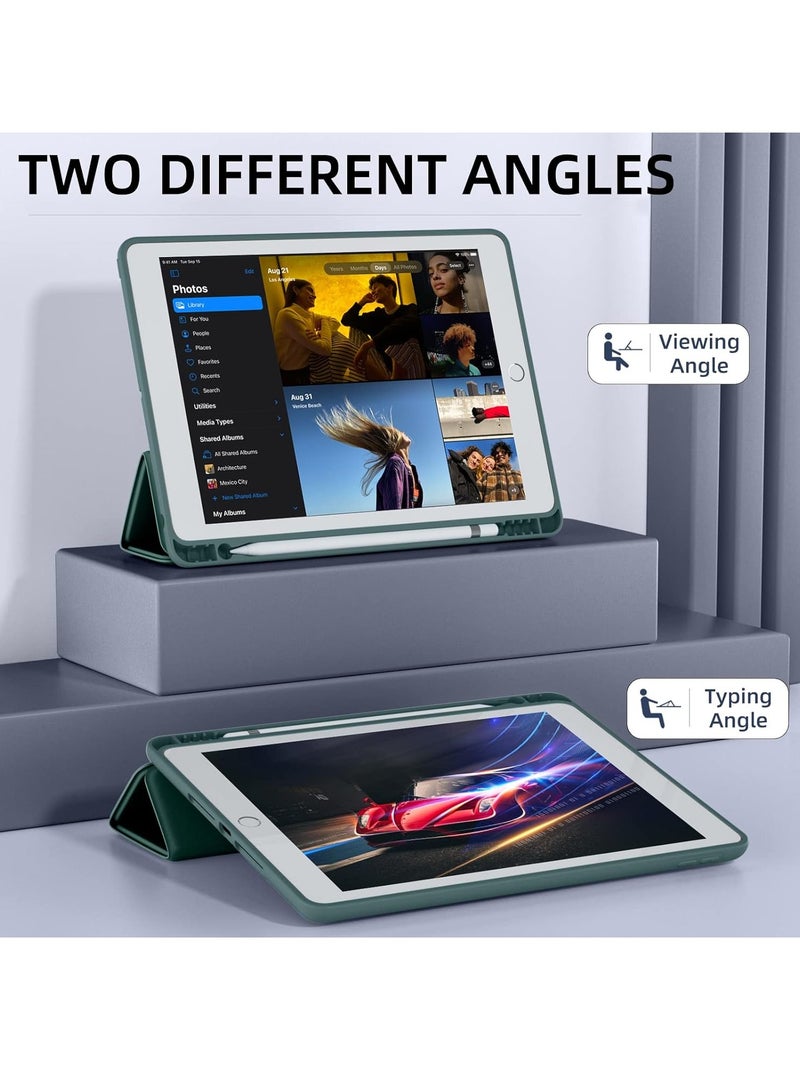 دوسالا حافظة متوافقة مع جهاز iPad مقاس 10.2 بوصة 2020 iPad الجيل الثامن / الجيل السابع 2019 مع حامل قلم رصاص، حافظة ذكية من مادة TPU عالية الجودة مع خاصية الاستيقاظ/السكون التلقائي لجهاز iPad 8 / iPad 7 مقاس 10.2 بوصة (أخضر) - Image 4
