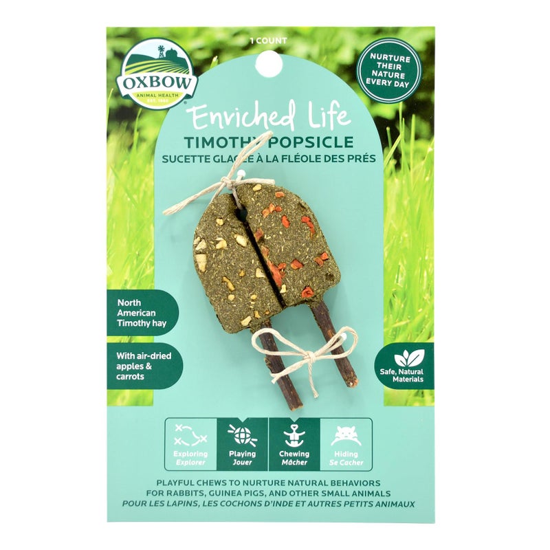 Oxbow Enriched Life Timothy Popsicle, Rabbit Toys, Guinea Pig Toys, Enrichment for Bunny, Guinea Pig, Hamster Stuff, Rabbit, Chinchilla, Made with Timothy Hay, Chinchilla Cage Accessories - Image 1