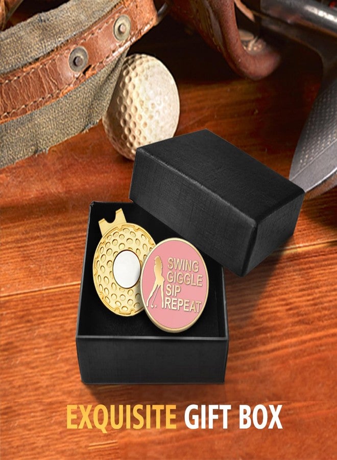 rofiowa Swing Giggle Sip Repeat Pink Gold Golf Ball Marker with Hat Clip, Funny Golf Accessories for Women, Christmas Mother's Day Birthday Gifts for Golf Fan Golfer, Novelty Golf Gifts for Her - Image 5