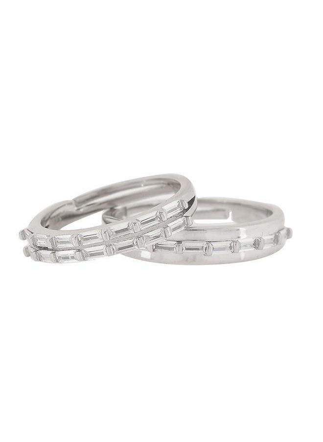 VOYLLA Valentine's Day Collection 925 Silver CZ Adorned Couple Rings  - Image 2