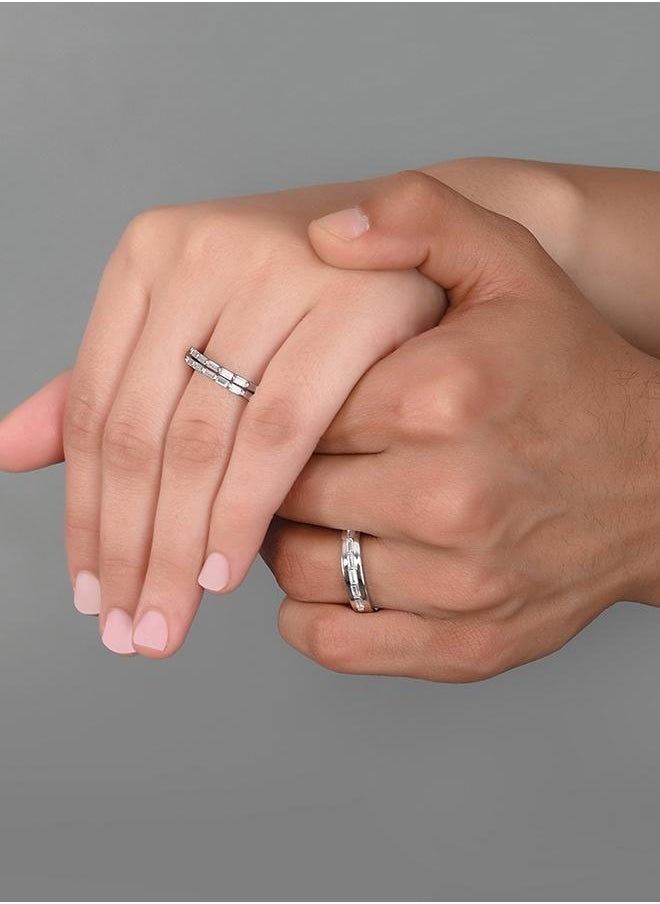 VOYLLA Valentine's Day Collection 925 Silver CZ Adorned Couple Rings  - Image 5