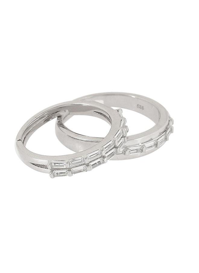 VOYLLA Valentine's Day Collection 925 Silver CZ Adorned Couple Rings  - Image 3