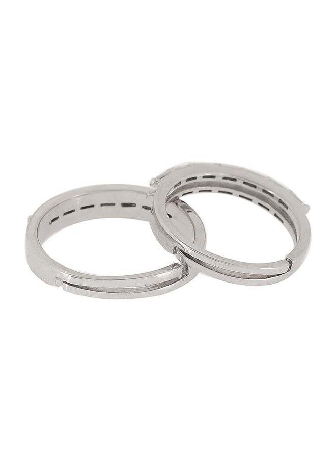 VOYLLA Valentine's Day Collection 925 Silver CZ Adorned Couple Rings  - Image 4