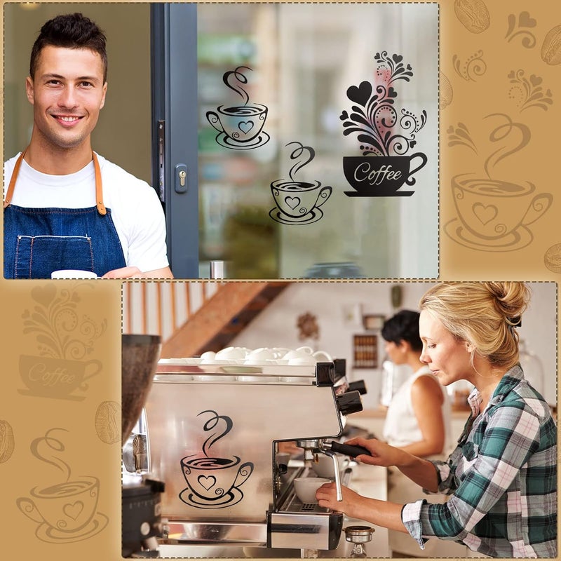 Chinco Kitchen Wall Decor Sticker Tea Cup Flower Art Wall Decor Stickers Removable DIY Vinyl Wall Art Decor Coffee Station Decorations for Kitchen Shop Cafe Pub - Image 4
