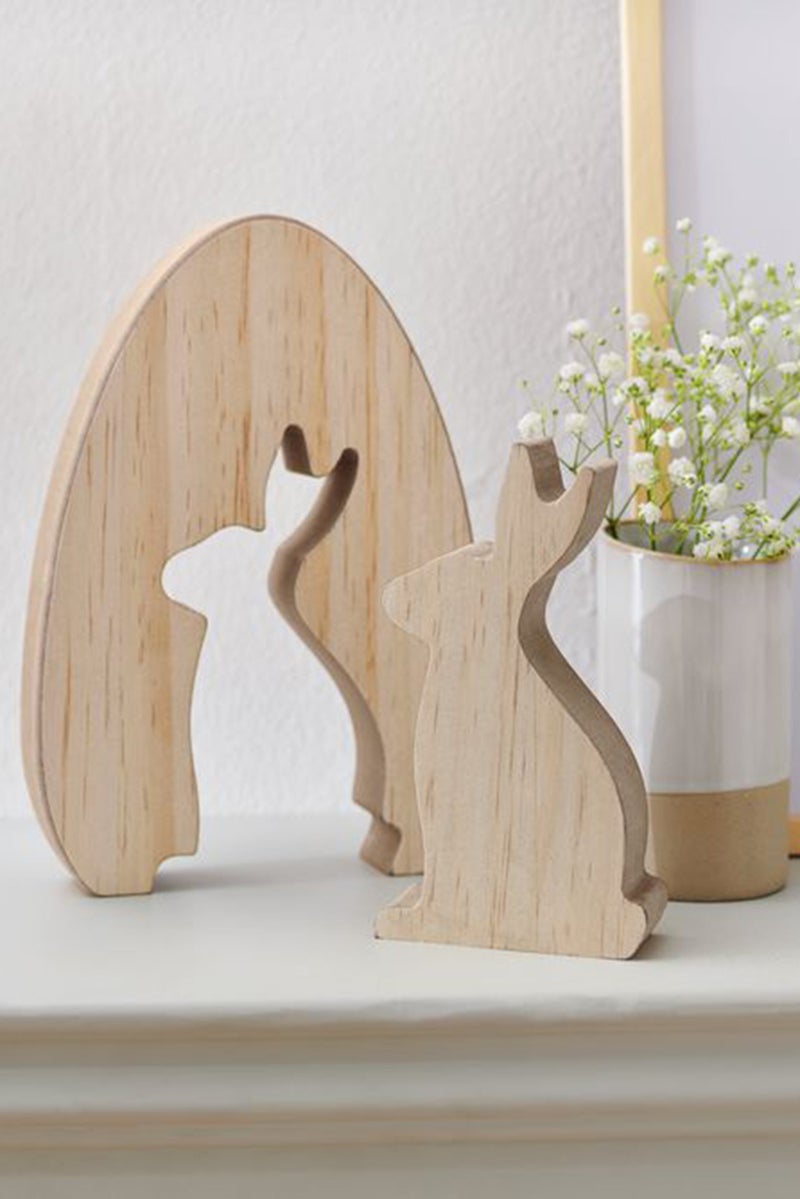 Tchibo Rabbit Wood Decoration, Beige - Image 1