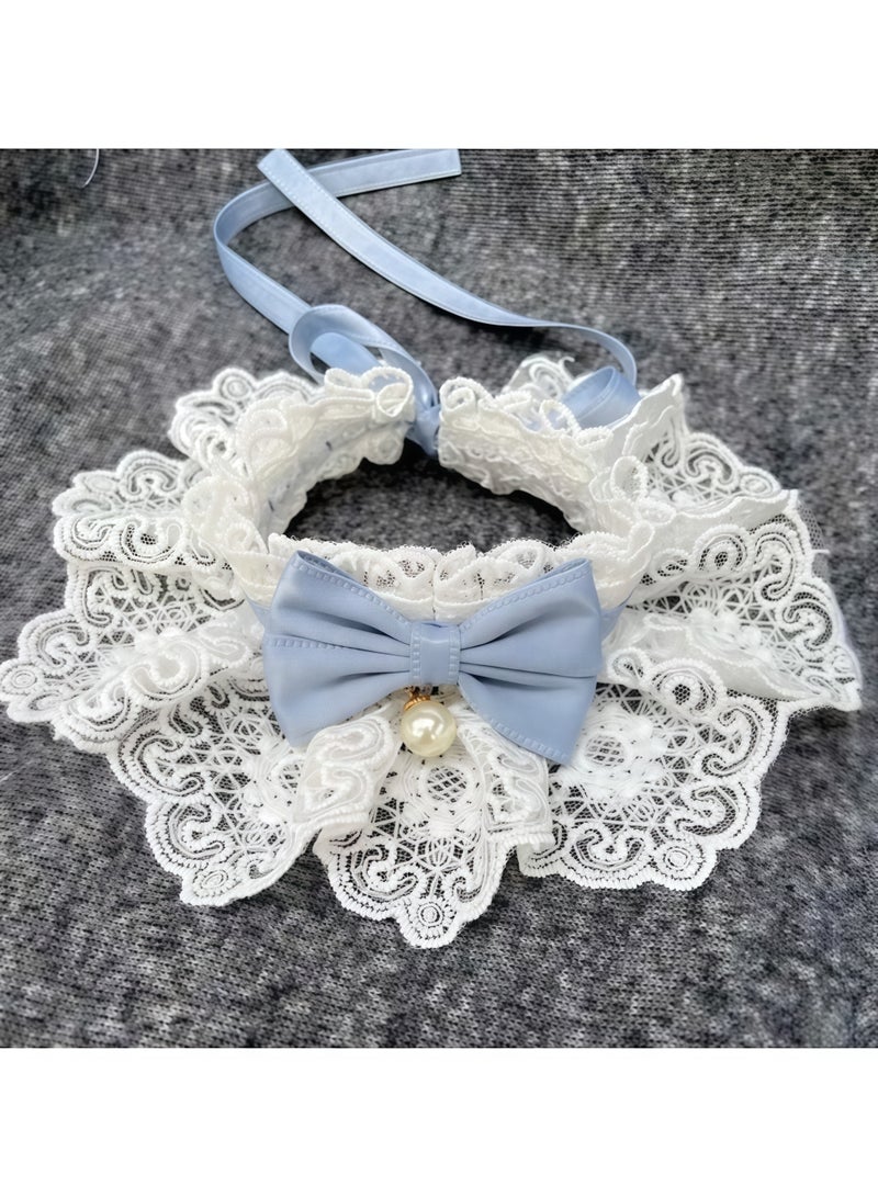 Cute Cat Bow Collar Floral Aesthetic Cat Bandanas Cats Bib，Kitten cute Bow Collars Costume，Sweet Lace Bib collars suitable for kittens and puppies - Image 5