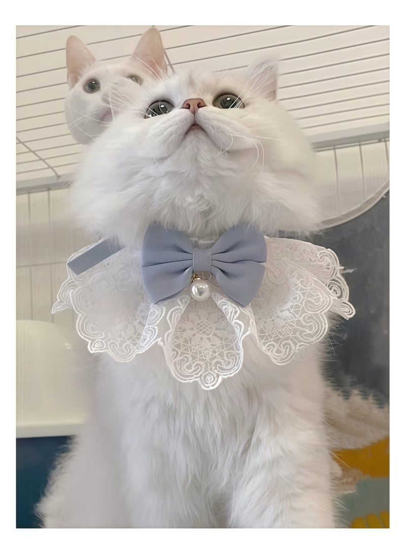 Cute Cat Bow Collar Floral Aesthetic Cat Bandanas Cats Bib，Kitten cute Bow Collars Costume，Sweet Lace Bib collars suitable for kittens and puppies - Image 3