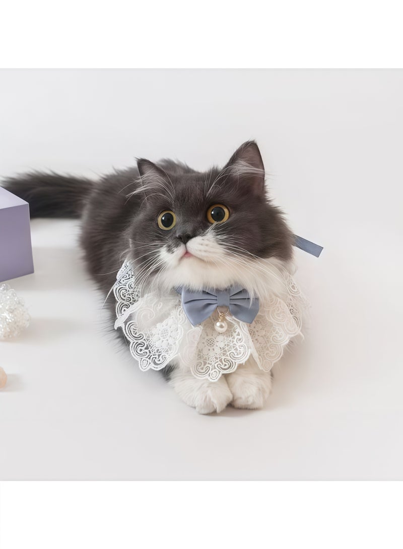 Cute Cat Bow Collar Floral Aesthetic Cat Bandanas Cats Bib，Kitten cute Bow Collars Costume，Sweet Lace Bib collars suitable for kittens and puppies - Image 2