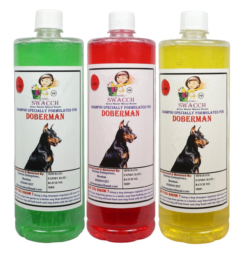 SWACCH Shampoo Specially FORMULATED for Doberman (1 Litre) (Combo Pack of 3) Jasmine, Lemon & NEEM ALOVERA - Image 1