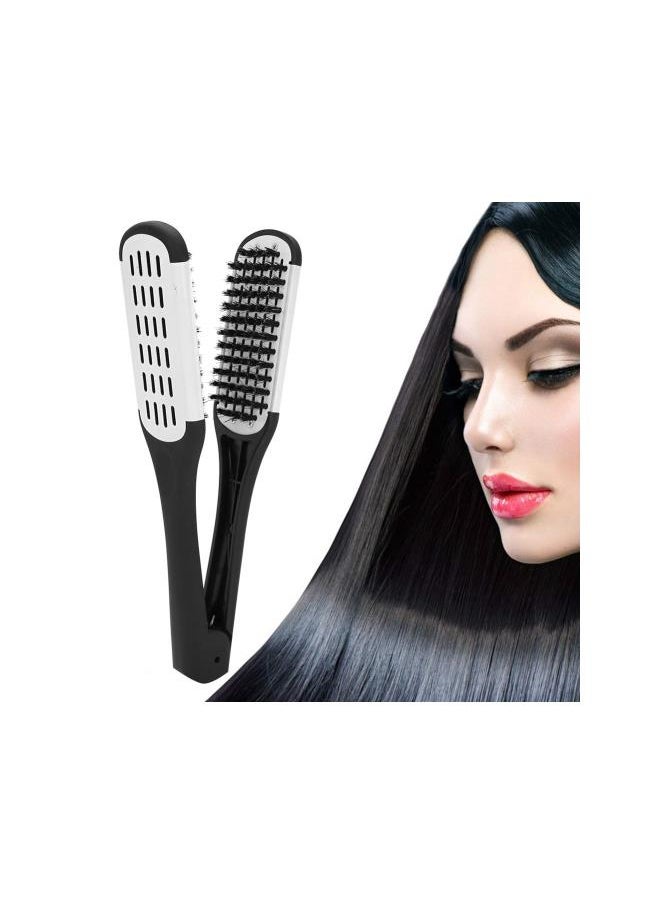 Generic - Hair Straightening Comb, Professional V Shaped Comb, Double Sided Straightening Brush, Bristles Hairdressing Tool - Image 1