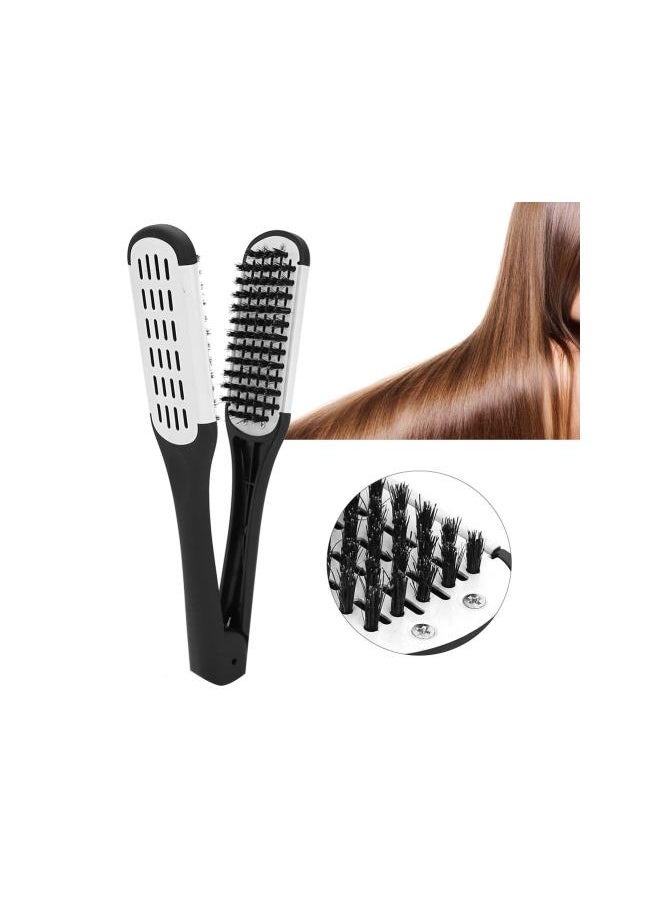 Generic - Hair Straightening Comb, Professional V Shaped Comb, Double Sided Straightening Brush, Bristles Hairdressing Tool - Image 1