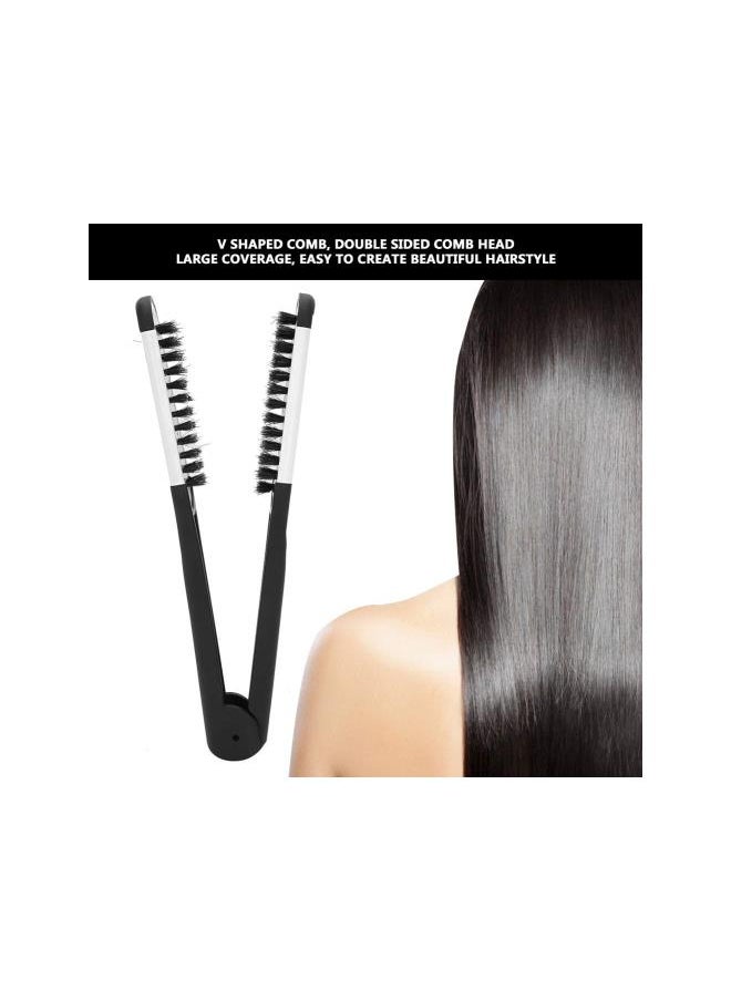 Generic - Hair Straightening Comb, Professional V Shaped Comb, Double Sided Straightening Brush, Bristles Hairdressing Tool - Image 1