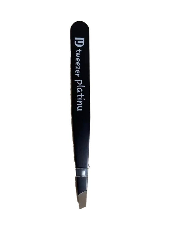 DM Tweezers for Women Facial Hair & Men – Precision Slant-Pointed Eyebrow Tweezer for Ingrown Hair, Blackhead & Splinter Removal (Black) - Image 1