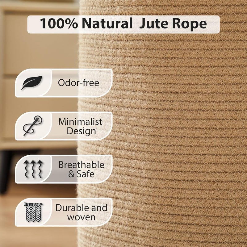 Fohome Laundry Hamper Basket, 58L Tall Woven Rope Baby Nursery Hamper with Handles, Foldable Laundry Basket for Blanket Storage, Clothes, Decorative Storage Basket (A) - Image 4
