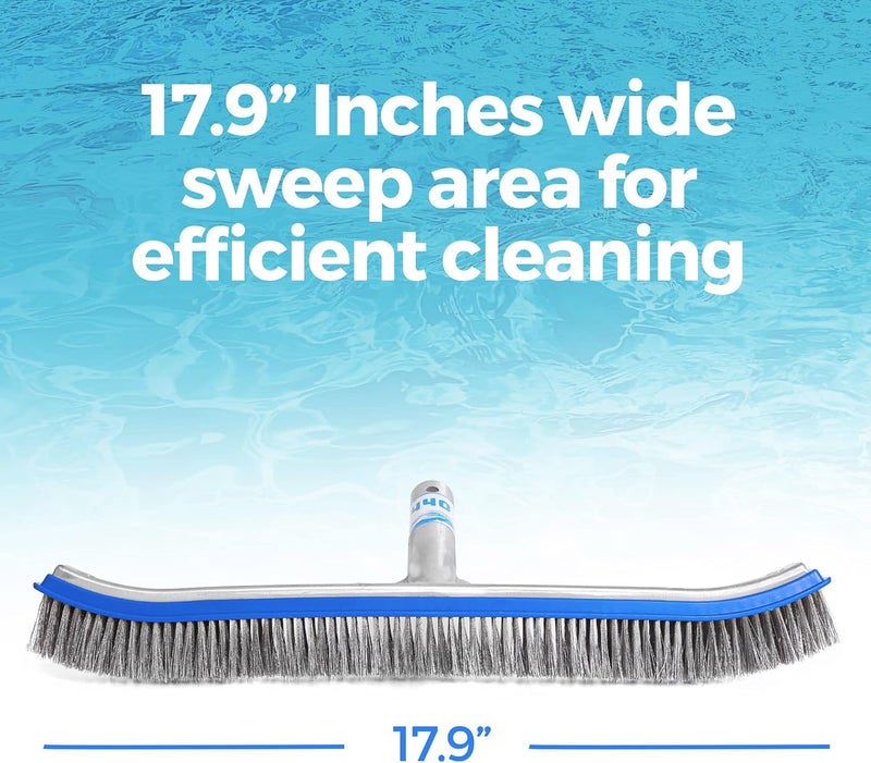 440 Heavy Duty Pool Brush - 18-inch Extra-Wide Metal Brush Head with Stainless Steel Wire Bristles & Curved Edges for Cleaning Pool Tiles, Walls, Floor, Steps (Stainless Steel) - Image 3
