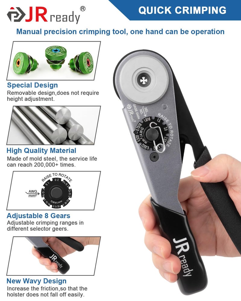 JRready Deutsch Crimp Tool ST2169 Deutsch Crimping Tool for DT,DTM,DTP and Amphenol AT ATP ATM Series Size 16 20 12 Solid Pin&Soc Contacts,Closed Barrel Crimp Tool with Three Positioners - Image 5