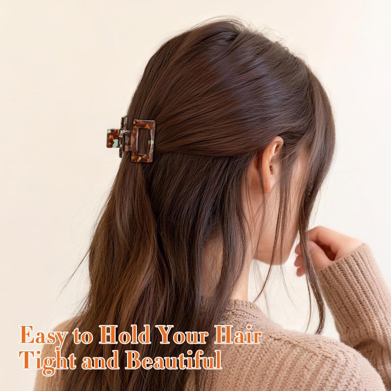 Interesse 6 PCS Acetate Small Hair Clips for Women, 1.3 Inch Square Tortoise Shell Claw Clips for Thin Fine Short Hair, Durable Hair Claw Clips Leopard Print Hair Accessories for Girls - Image 3