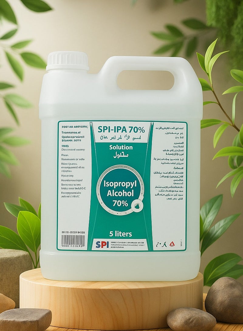 SPI-IPA Isopropyl Alcohol 70% Antiseptic, Disinfectant and Rubefacient For Quick Drying and General Disinfecting 5 Liter - Image 2