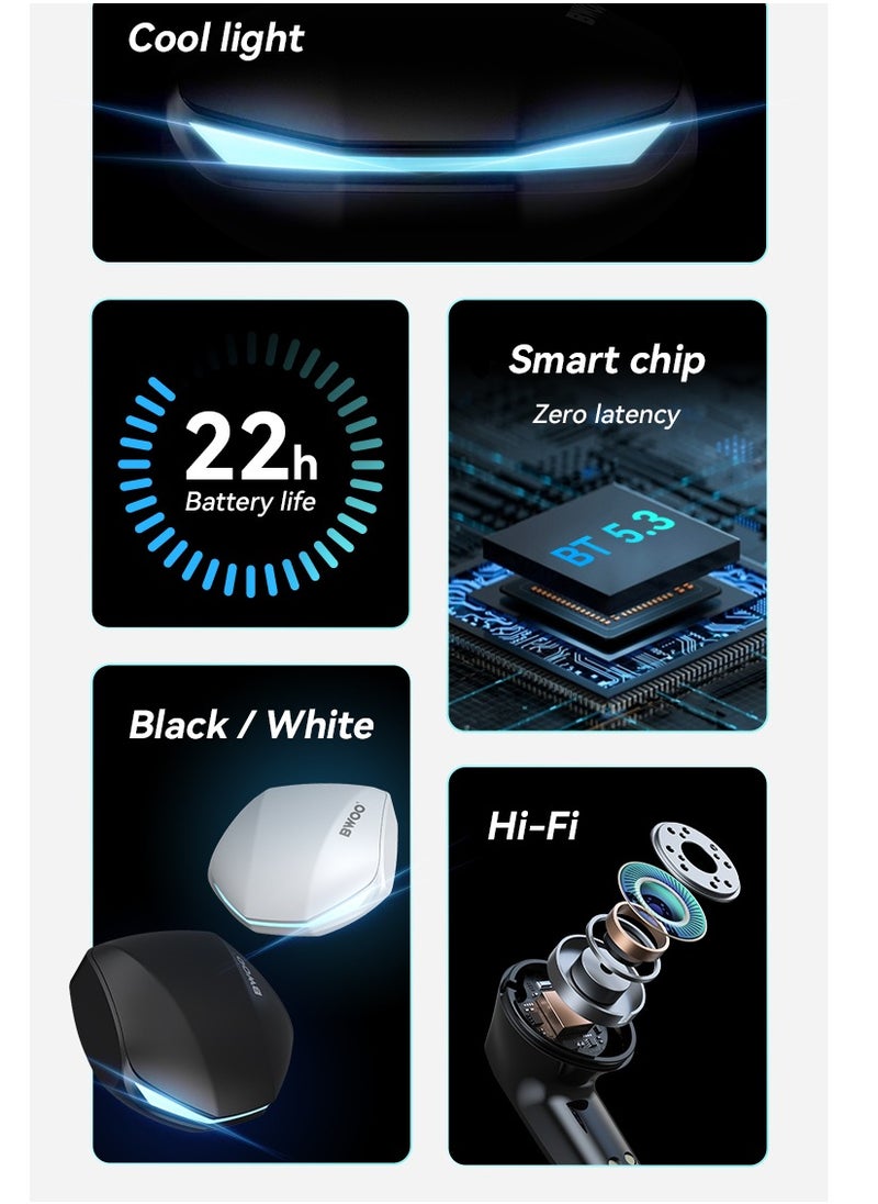 BWOO Bwoo ENC In-ear Wireless Earbuds BT V5.3 for Gaming with long Battery Life  - Image 5