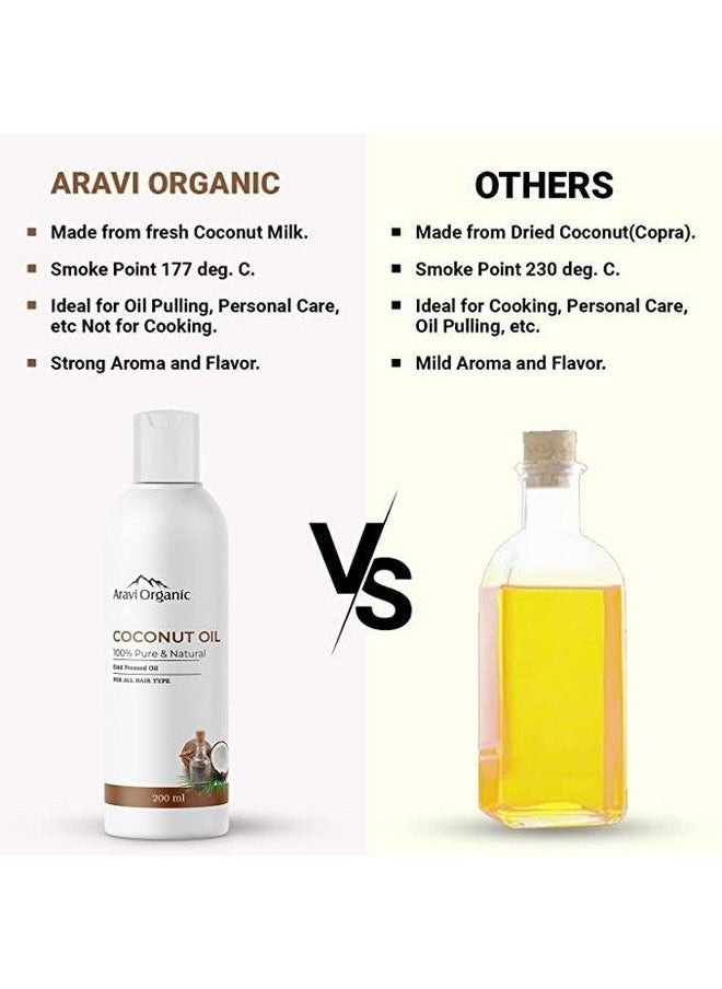 Aravi Organic Extra Virgin Cold Pressed Coconut Oil & Cold Pressed Castor Carrier Oil Combo (200 Ml Each)  - Image 3