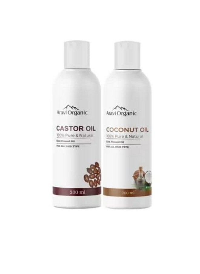 Aravi Organic Extra Virgin Cold Pressed Coconut Oil & Cold Pressed Castor Carrier Oil Combo (200 Ml Each)  - Image 1
