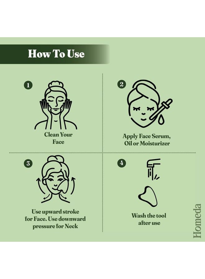 HOMEDA أداة غوا شا من الفولاذ المقاوم للصدأ للوجه، حجر غواشا لأداة تدليك الوجه، حجر غوا شا معدني، غوشا، غوشالا، غوشا للرجال لليوغا، أدوات تدليك الوجه للعناية بالبشرة للنساء، شكل الوجه (1 قطعة) - Image 4