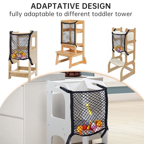XGKHOM Toddler Tower Safety Net, Toddler Learning Tower Safety Net for Enhanced Safety and Convenience, Double Layer Design with Storage Function, Ideal for Kids Kitchen Play and Learning Activities - Image 3